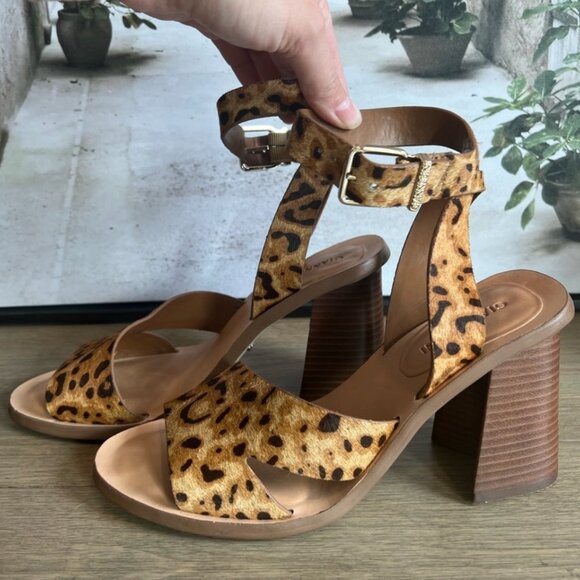 Leopard Calfhair Animal Print Strappy Heels Shoes Gianni Bini Marilane - Picture 2 of 9